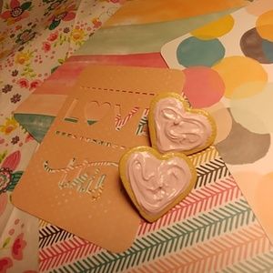 Pink Heart Frosted Cookie Earrings.